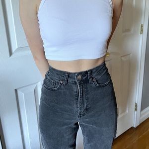 H&M High Waisted Black Mom Ankle Jeans